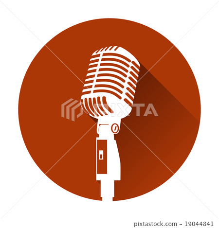 Vintage white silhouette retro stage microphone  19044841