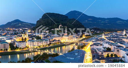 Salzburg Austria at dusk panorama 19045884