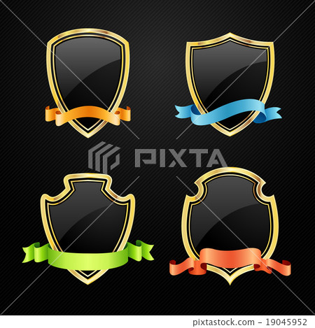 Black shield with a golden frame vector 19045952