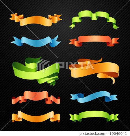 Set of full colors ribbons vector illustration - Stock Illustration ...