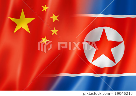 China and north korea flag 19046213