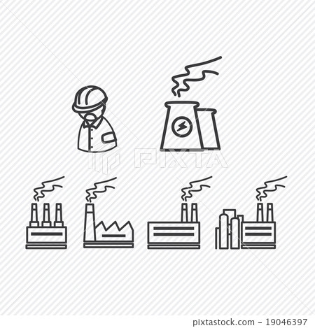 Industrial building factory and power plants icons Industrial building factory and power plants icons 19046397