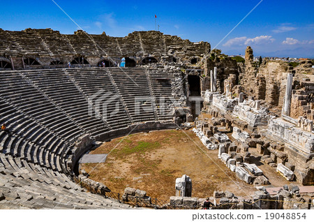Ruins of the ancient theater in Side, Turkey  19048854
