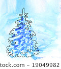 Blue christmas watercolor background with 19049982