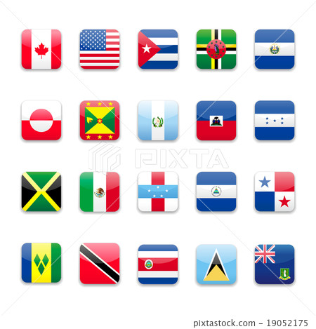 America flags round icon 19052175
