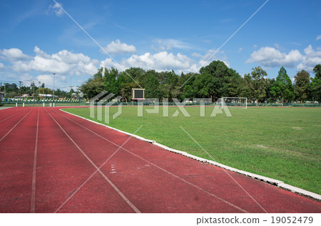 race track , football field with blue sky race track , football field with blue sky 19052479