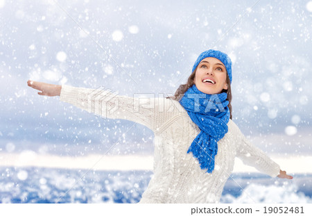 woman on a winter walk woman on a winter walk 19052481