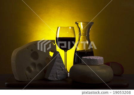 Red wine and cheese, saturated ambient rural theme 19053208