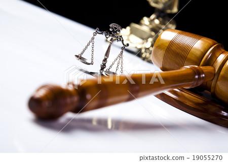 Mallet of judge, legal code and scales 19055270