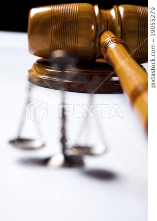 Mallet of judge, legal code and scales 19055279