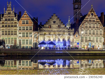Gent. View of the old city at night. Gent. View of the old city at night. 19056240