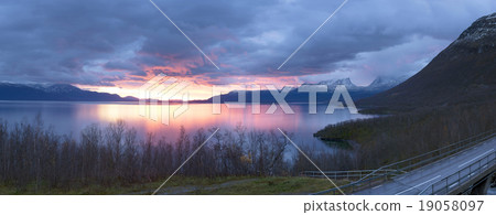 Light morning to the viewpoint at Abisko, Sweden. Light morning to the viewpoint at Abisko, Sweden. 19058097