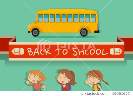 Back to school theme with students and bus 19061695