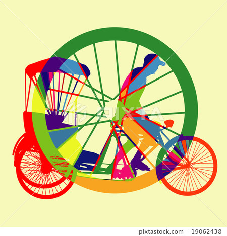 colorful Bicycle Taxi Silhouette Vector colorful Bicycle Taxi Silhouette Vector 19062438