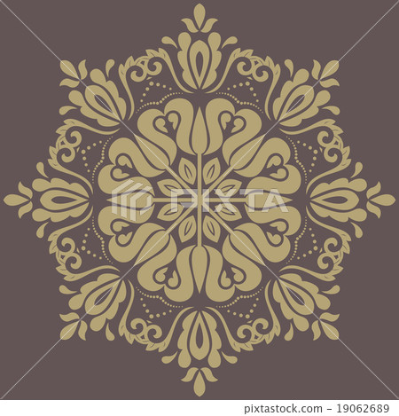 Damask Vector Orient Golden Pattern 19062689