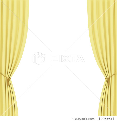 yellow curtains on white background yellow curtains on white background 19063631