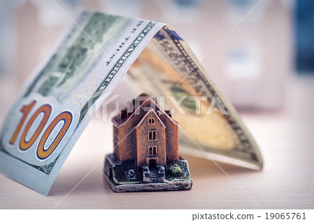 Small toy house with money 19065761
