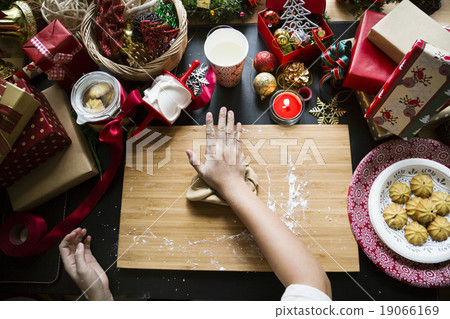Overhead shot of Christmas presents Overhead shot of Christmas presents 19066169