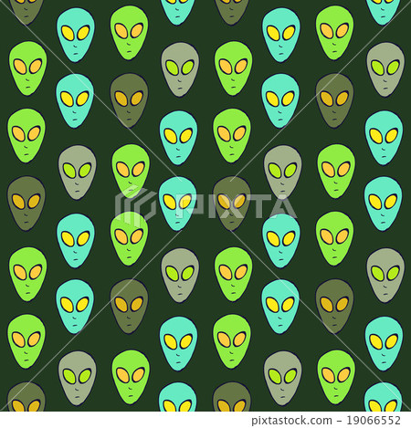 Sketch aliens faces pattern - Stock Illustration [19066552] - PIXTA