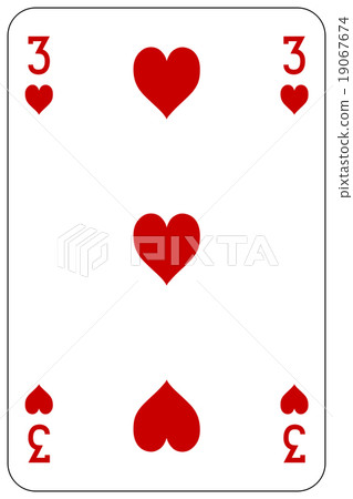 Poker playing card 3 heart 19067674