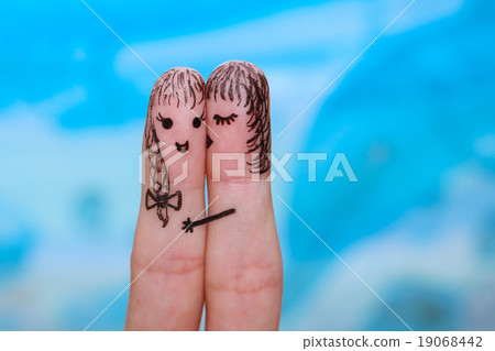 Finger art of two women. woman is kissing his girl 19068442