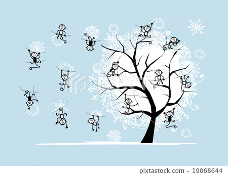 Monkey tree for your design. Symbol of 2016 year. Monkey tree for your design. Symbol of 2016 year. 19068644