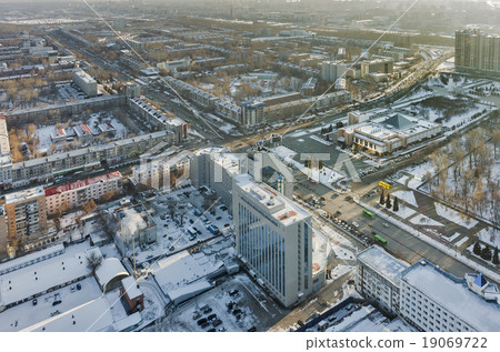 Aerial view on Memory square in Tyumen. Russia Aerial view on Memory square in Tyumen. Russia 19069722