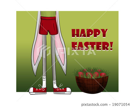 easter card with hare or rabbit easter card with hare or rabbit 19071054