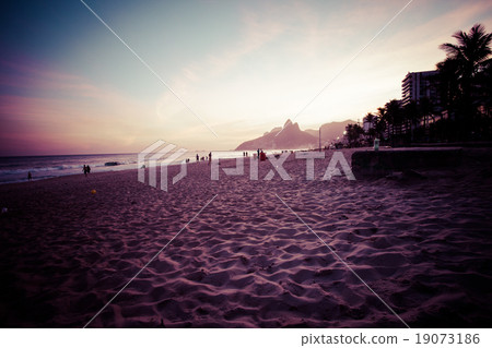 View of Ipanema Beach in the evening, Brazil View of Ipanema Beach in the evening, Brazil 19073186
