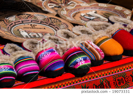 Colorful Fabric at market in Peru 19073331