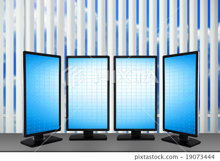 four monitor with blank screen four monitor with blank screen 19073444
