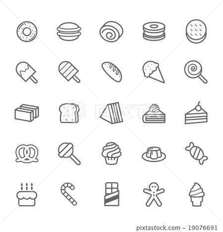 Set of Outline stroke Dessert and Sweet icon Set of Outline stroke Dessert and Sweet icon 19076691