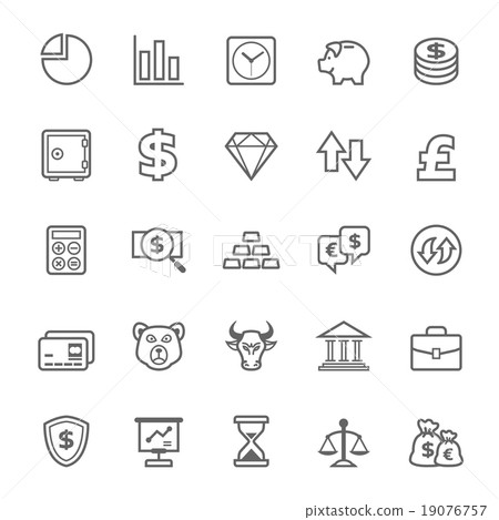 Set of Outline stroke Stock and Finance icons Set of Outline stroke Stock and Finance icons 19076757
