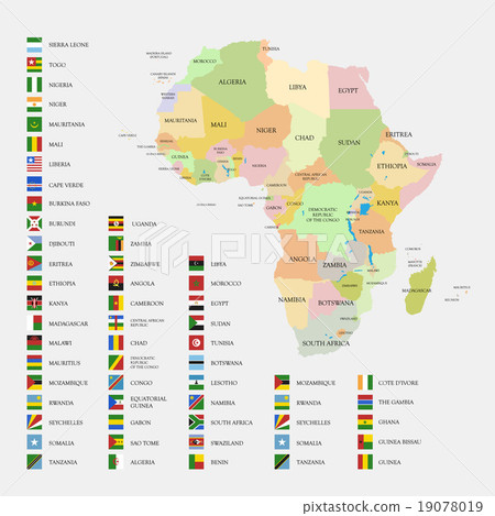 Africa flags and map vector illustration 19078019