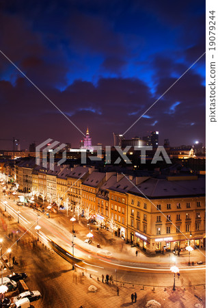 City of Warsaw by Night in Poland 19079244