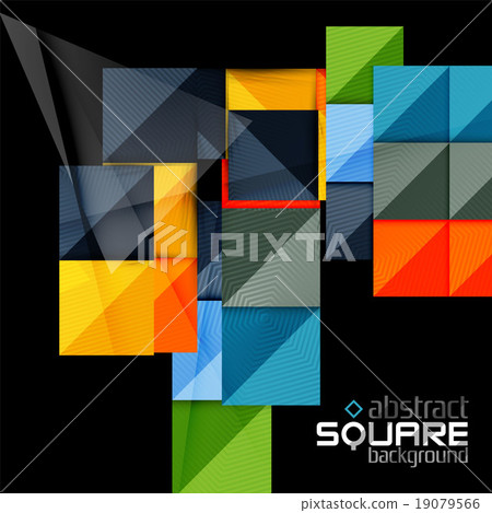 Glossy color squares on black. Geometric abstract Glossy color squares on black. Geometric abstract 19079566