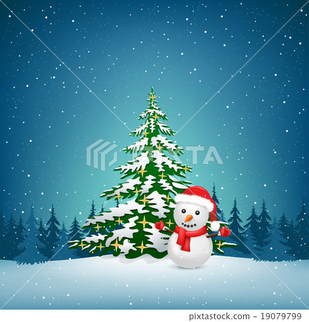 The Christmas snowman and spruce The Christmas snowman and spruce 19079799