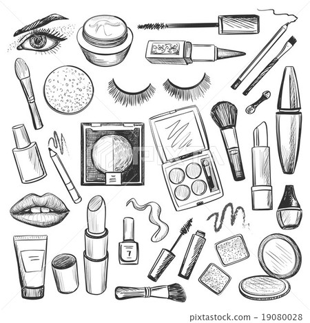 Hand drawn Beauty and makeup icons set Hand drawn Beauty and makeup icons set 19080028