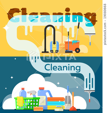 Vector set of cleaning tools. 19080668