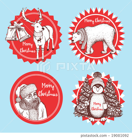 Sketch Christmas icons 19081092