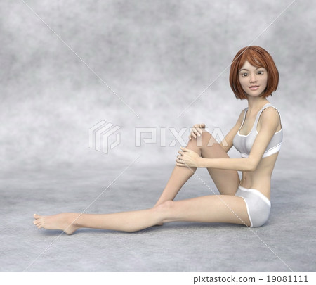 Skin care young woman perming3DCG illustrations material 19081111