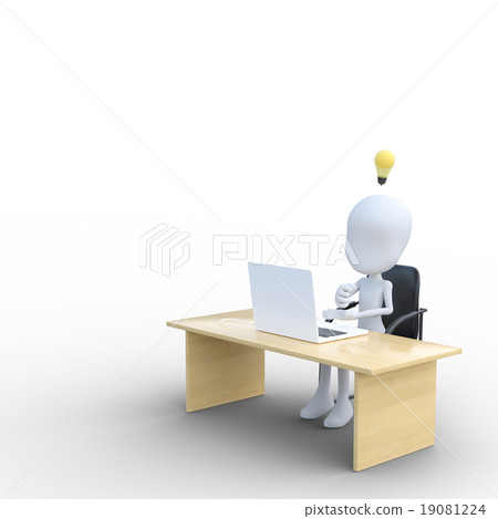 STICTIMAN DESK work perming3DCG插圖素材 STICTIMAN DESK work perming3DCG插圖素材 19081224