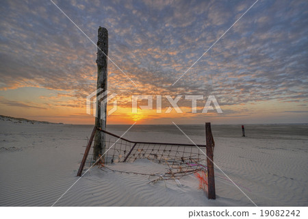The North Sea Beach of Terschelling at sunset 19082242