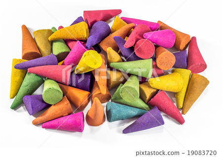 Colorful incense cones with white background 19083720
