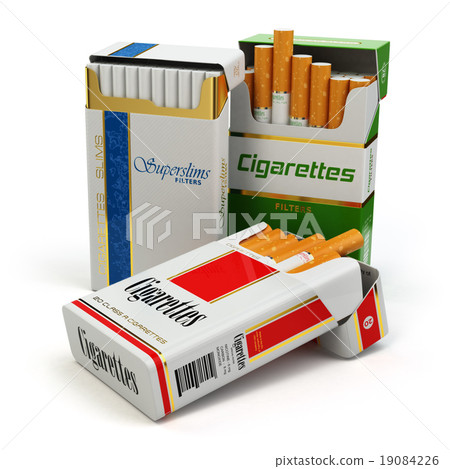 Opened packs of cigarettes isolated on white. - Stock Illustration ...