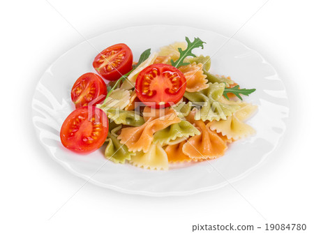 Pasta farfalle with tomatoes. Pasta farfalle with tomatoes. 19084780