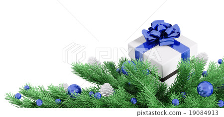 Christmas decoration with gift isolated 3d Christmas decoration with gift isolated 3d 19084913