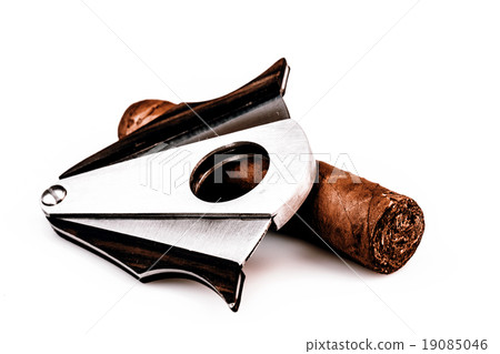 Cigar and cutter on a white background Cigar and cutter on a white background 19085046