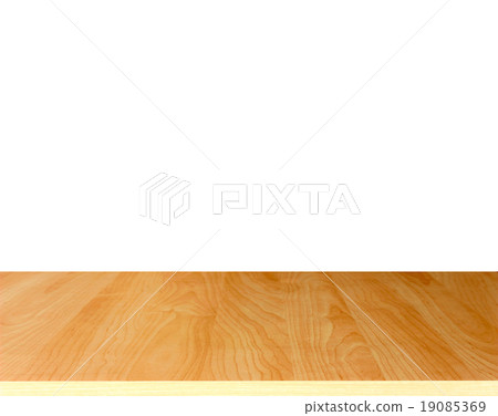 Wood table top on white background 19085369