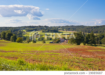 Rural landscape with a Farm and a fileld Rural landscape with a Farm and a fileld 19085687